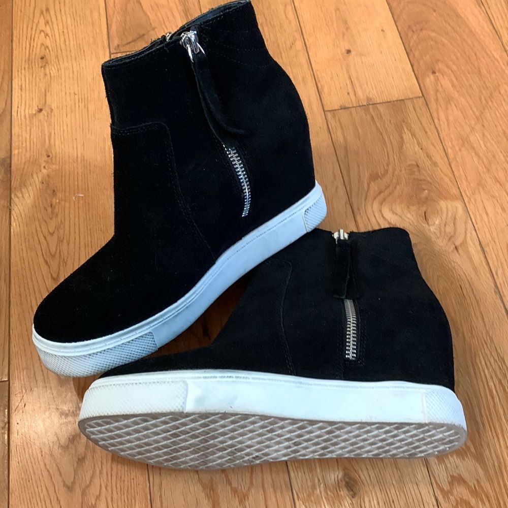 Steve Madden Black Suede Wedge Sneaker Boots